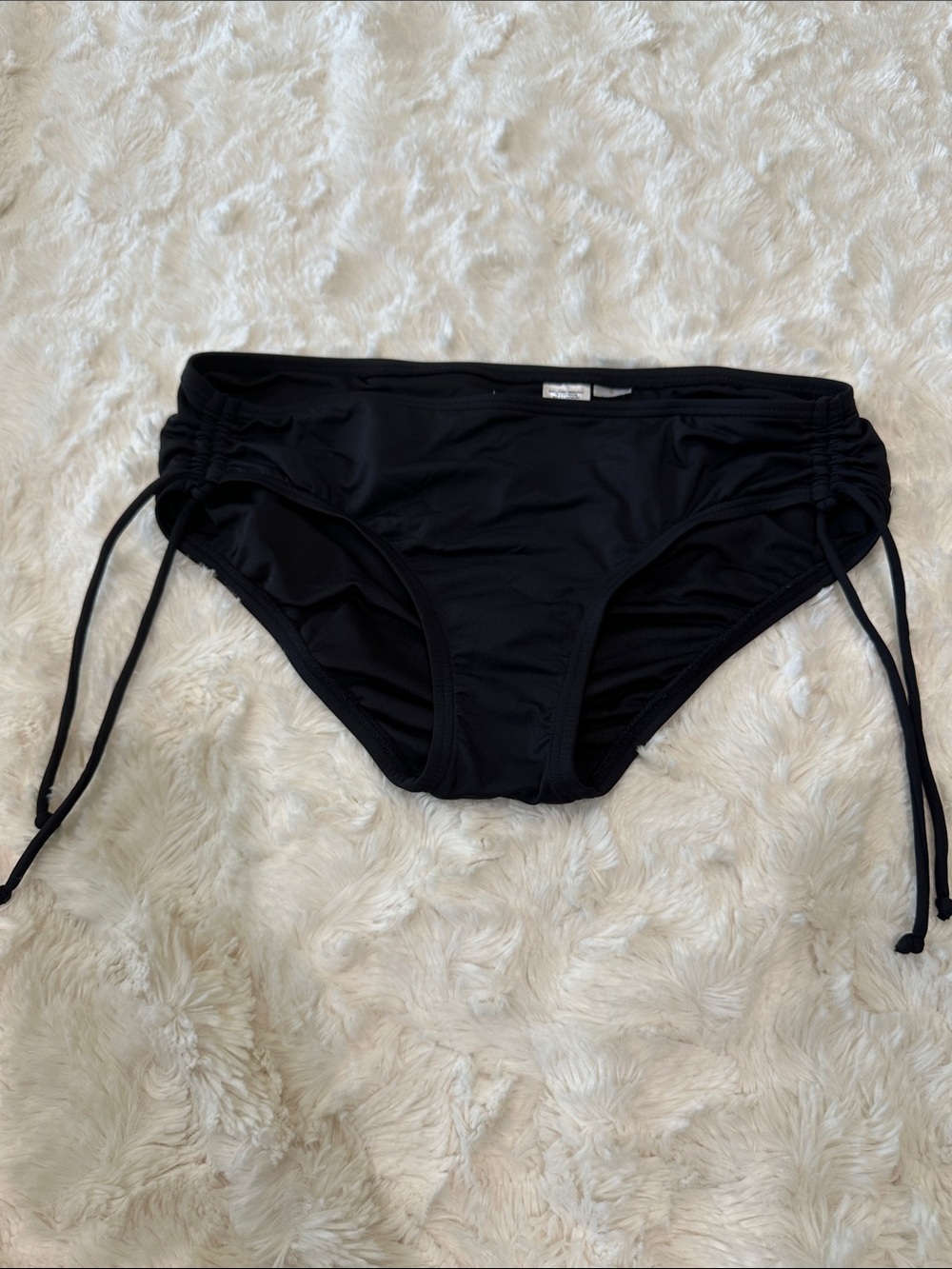 LOFT Black Ruched Side Tie Bikini Bottoms- Size Medium- run small!